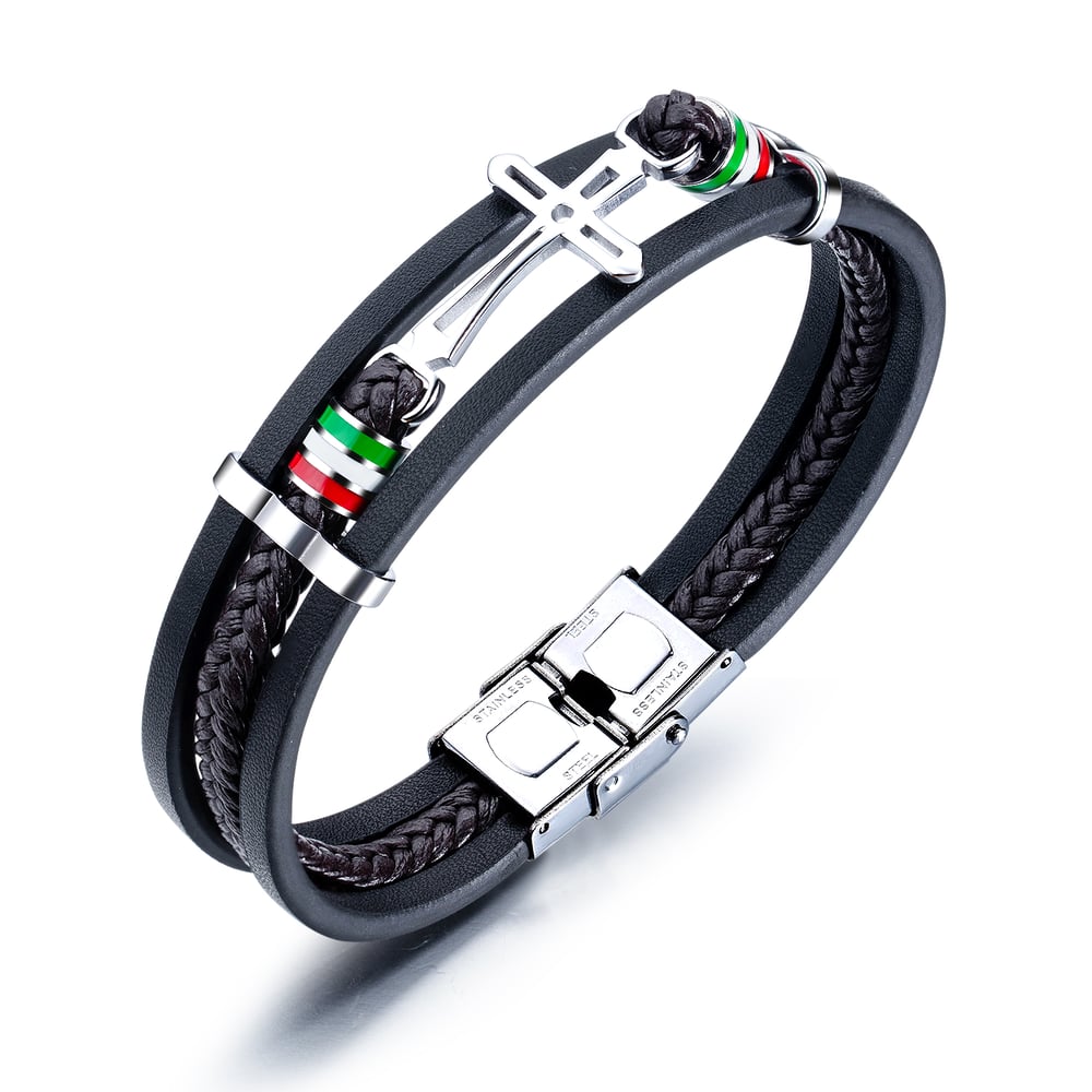 1 Piece Simple Cross Leather Men's Bracelets