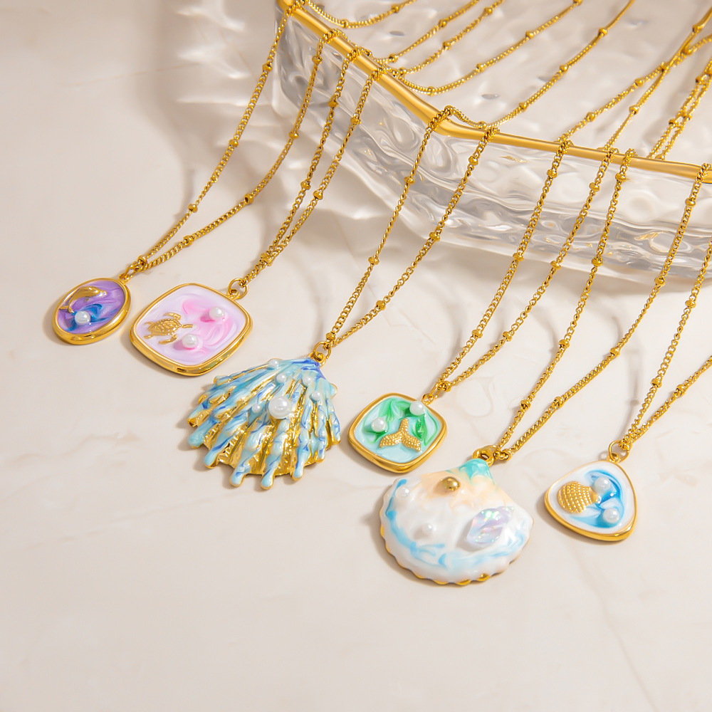 Vacation Stainless Steel Gold Color Pendant Necklaces h5Picture3