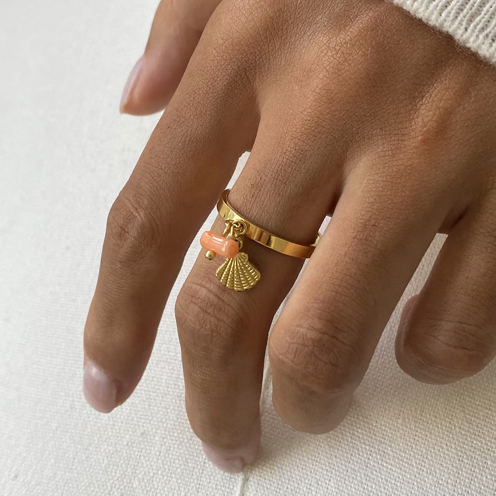 1 Piece Simple Series Bohemian Turtle Stainless Steel   Gold Color  Artificial Pearl Women's Adjustable Rings Picture4