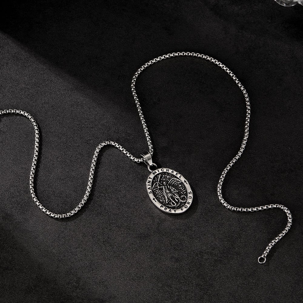 Classic Religious Oval Stainless Steel Men's Necklaces h5Picture7