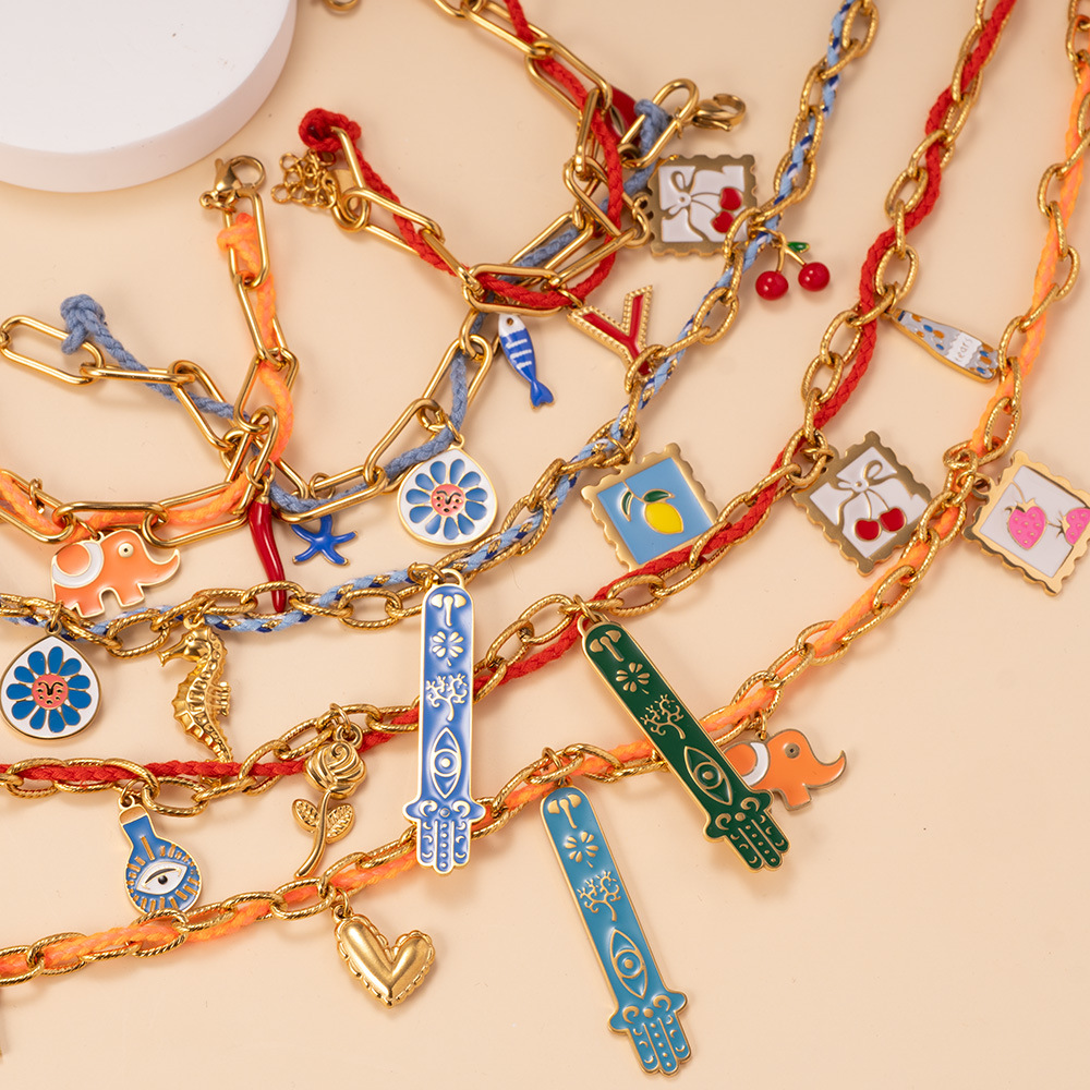 1 Piece Luxurious Series Bohemian Elephant Sennit Stainless Steel Gold Color Women's Pendant Necklaces h5Picture3