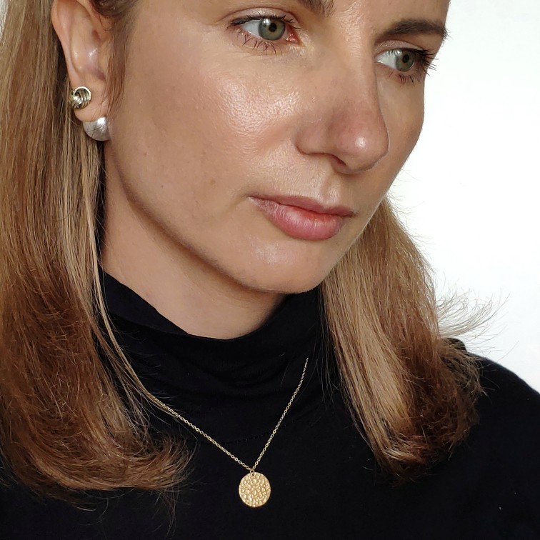 Collar de mujer de acero inoxidable color dorado con cadena simple de serie simple de 1 pieza h5Imagen9