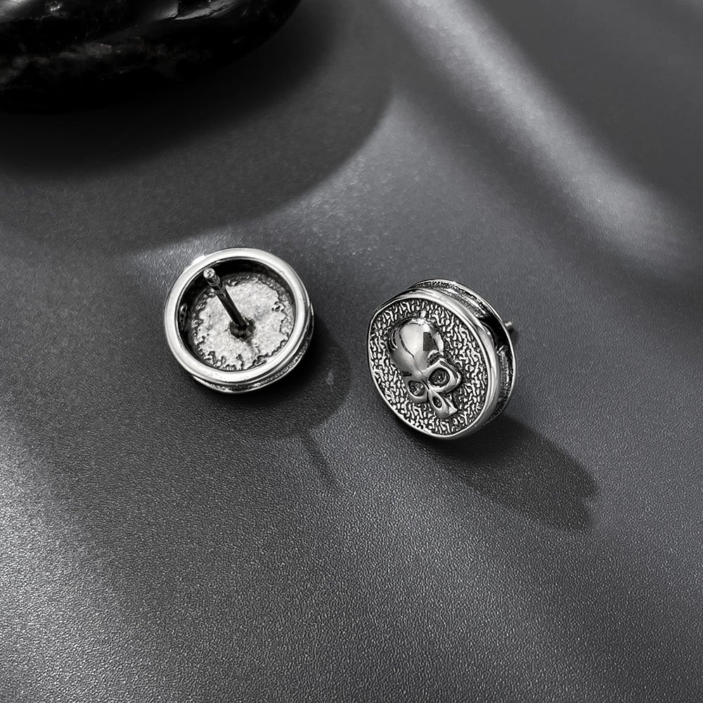 1 Pair Vintage Skull Stainless Steel Men's Earrings h5Picture5