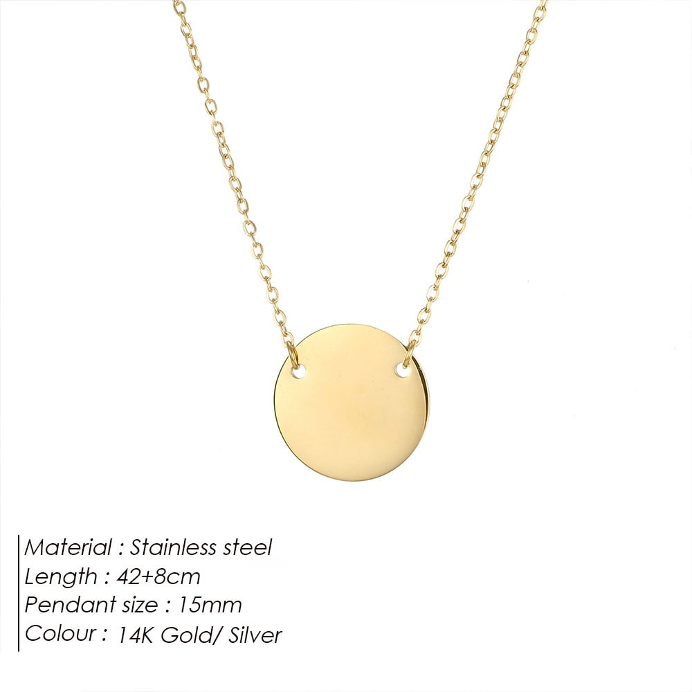 Collier pour femme en acier inoxydable couleur or, série Simple, 1 pièce h5Image2