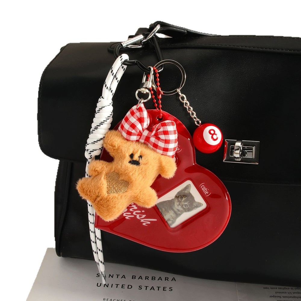 1 Piece Cute Plush Bow Bear Women's Bag Pendant h5Picture6