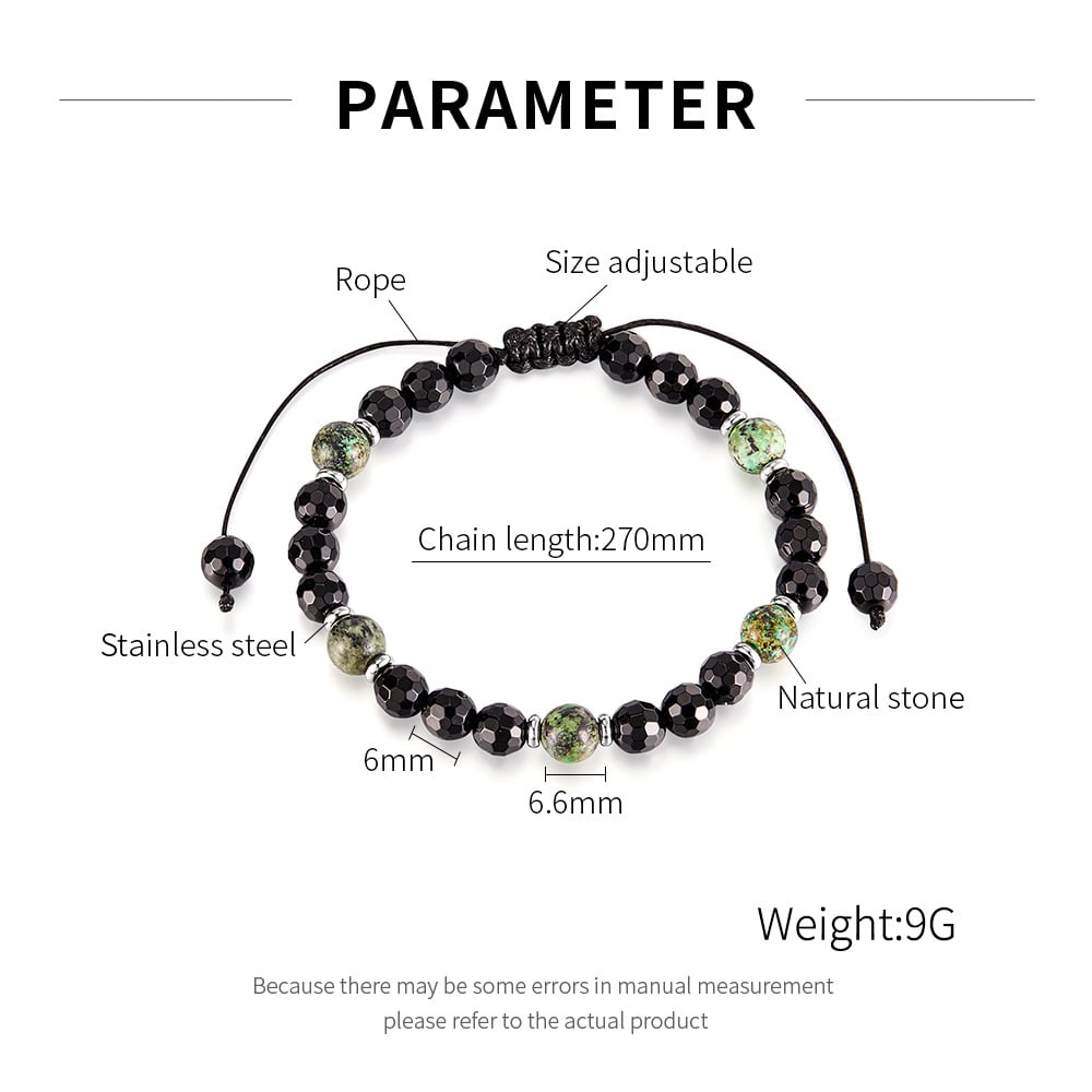 Punk Doğa Taş Boncuklar Paslanmaz Çelik Erkek Bileklikleri h5Resim4