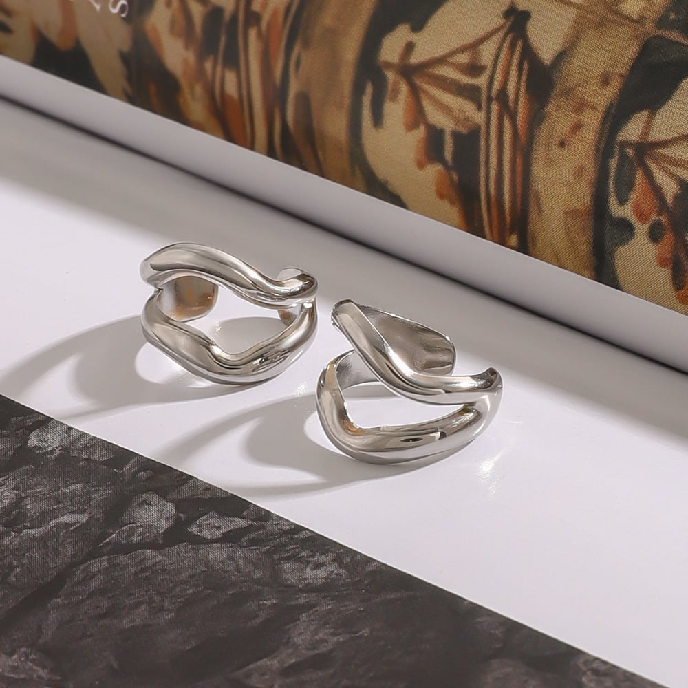 Simple Solid Color Stainless Steel Gold Color Ear Cuffs