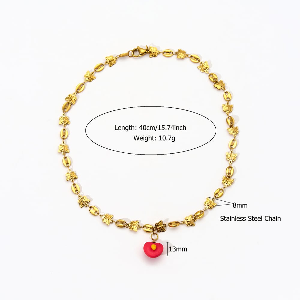 1 collar con colgante de piedra natural de acero inoxidable con diseño de frutas de  para mujer