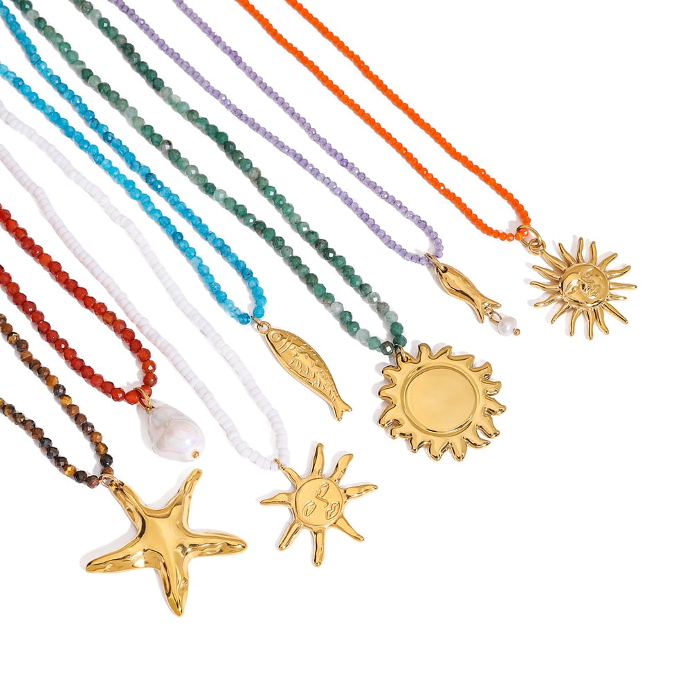 1 Piece Simple Series Bohemian Turtle Stainless Steel   Gold Color  Women's Beaded Necklaces h5Picture7