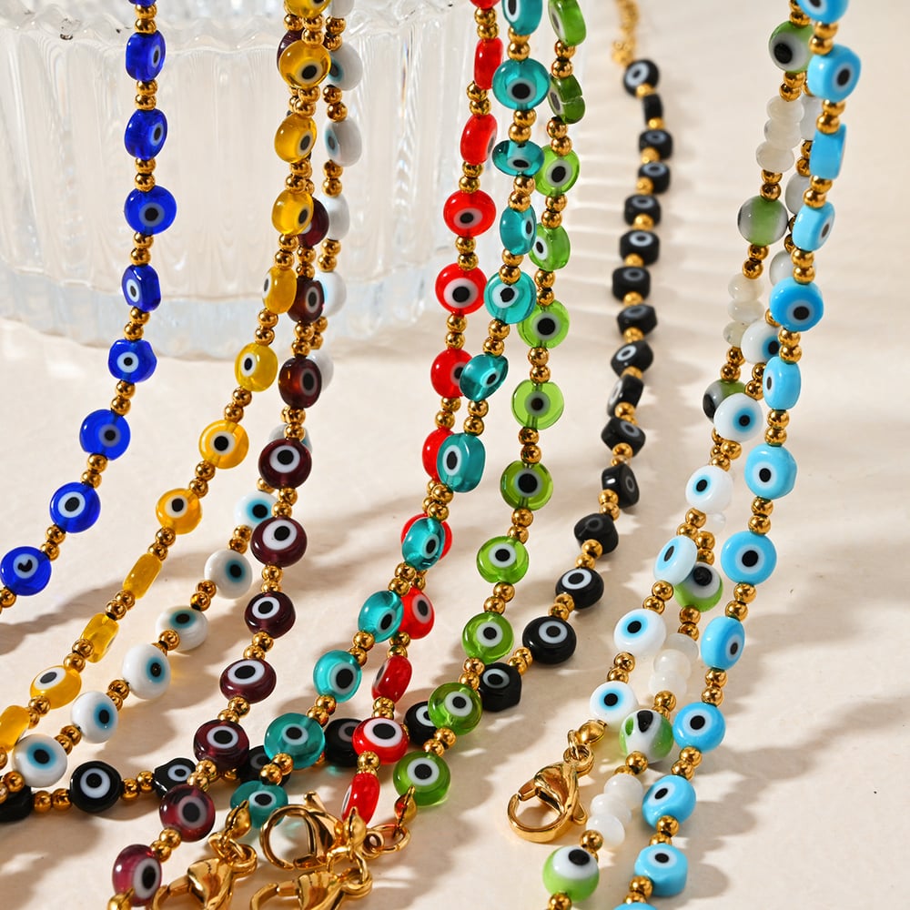 Classic Series Eye Resin Gold Color Women's Beaded Necklaces Picture3