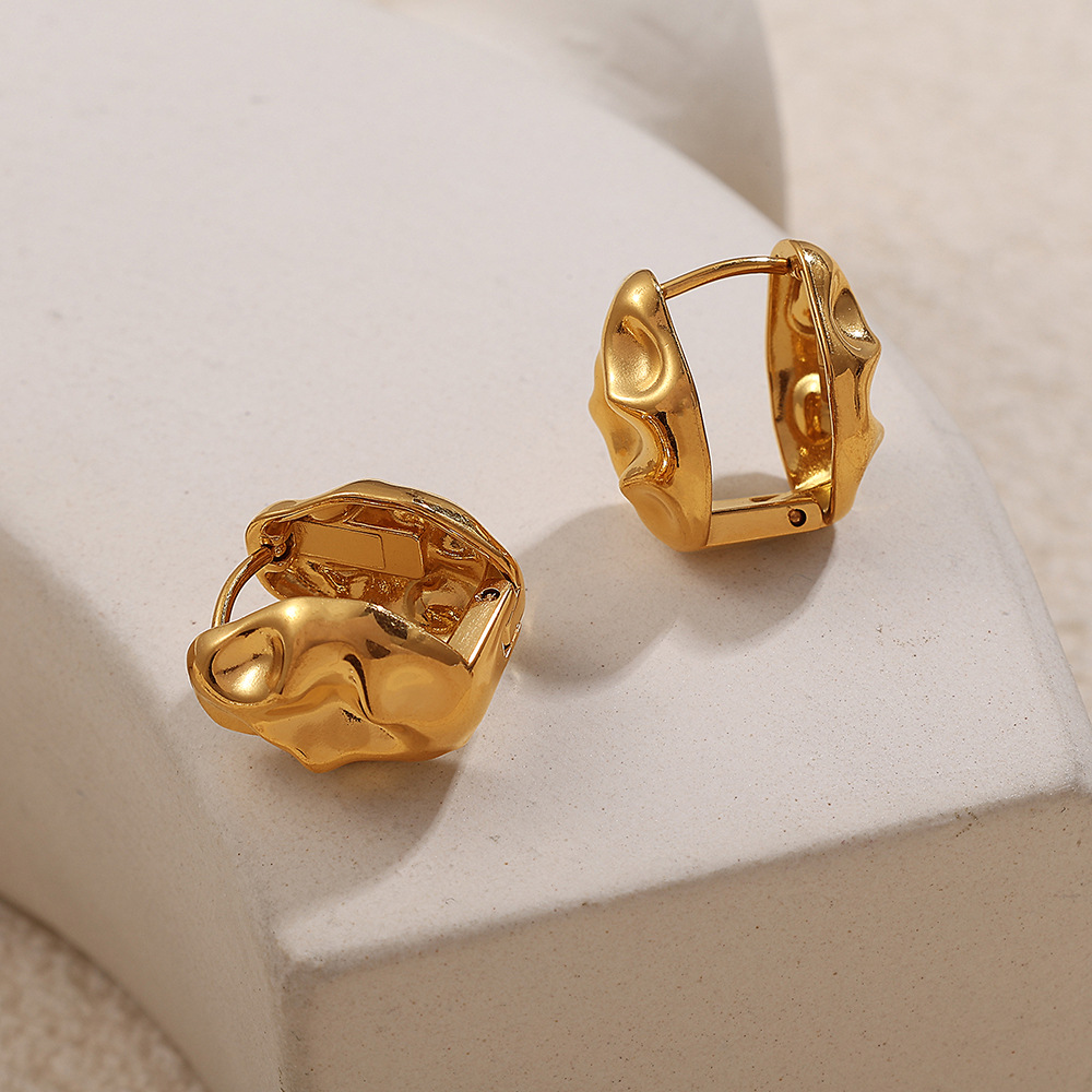 Geometric Titanium Steel Gold Color Clip-on Earrings h5Picture3