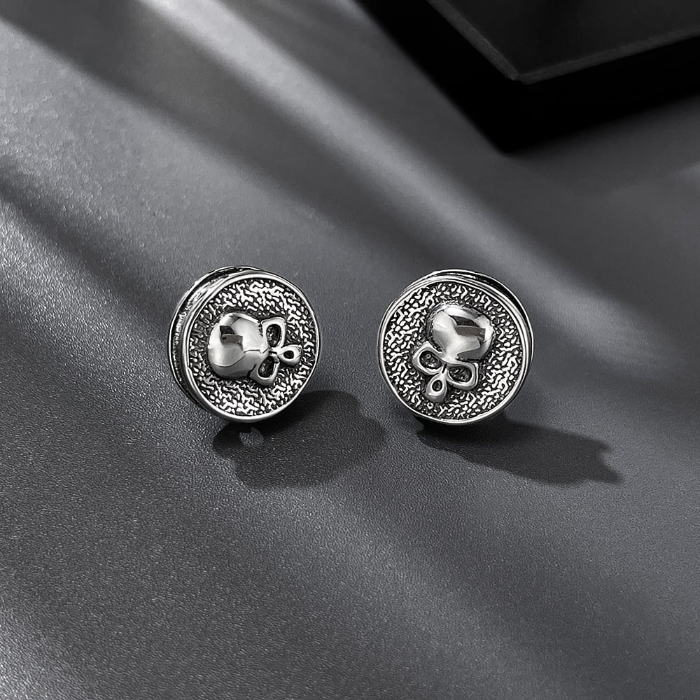 1 Pair Vintage Skull Stainless Steel Men's Earrings h5Picture3