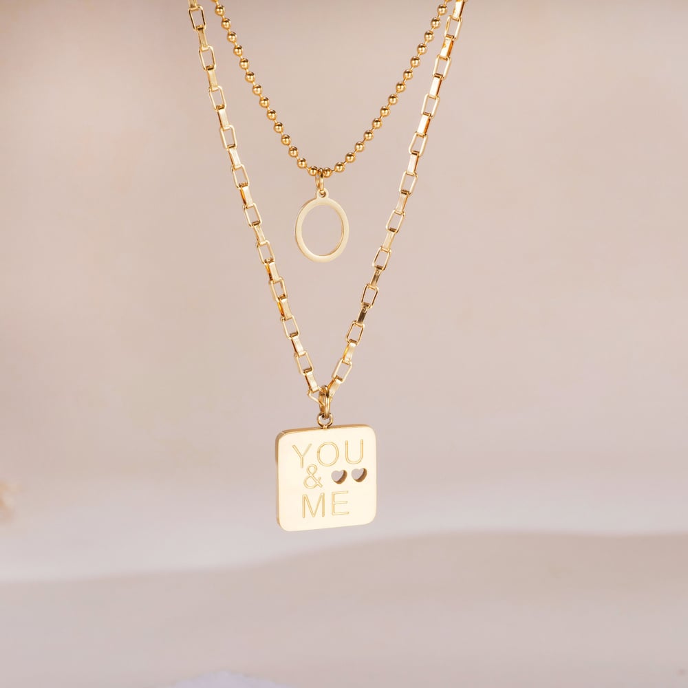 1 Piece Minimalist Series Simple Square Stainless Steel Gold Color Women's Layered Necklaces h5Picture5