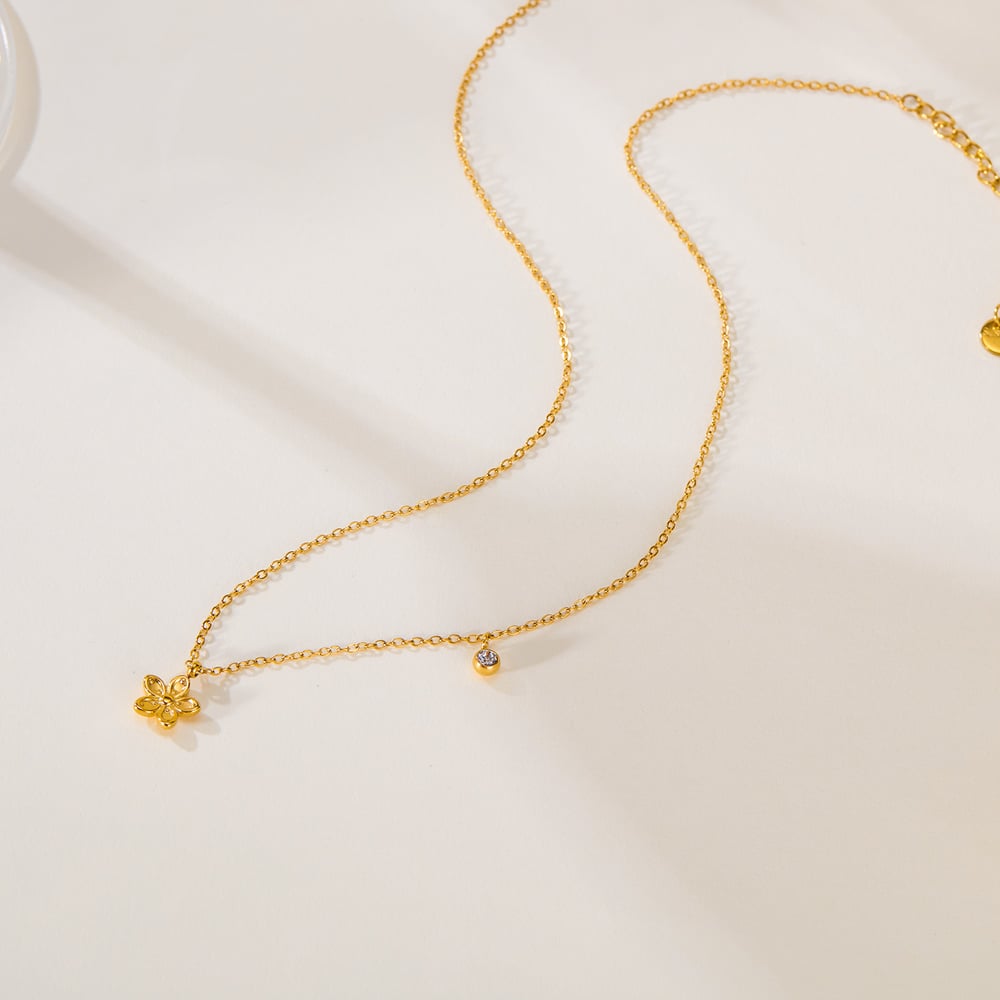 1 Piece Simple Series Simple Flower Stainless Steel Women's Pendant Necklaces h5Picture5