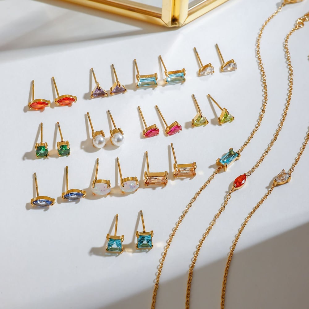 Simple Stainless Steel Gold Color Birthstone Charm Bracelets h5Picture3