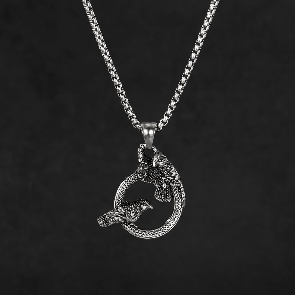 Vintage Crow Stainless Steel Men's Pendant Necklaces Picture3