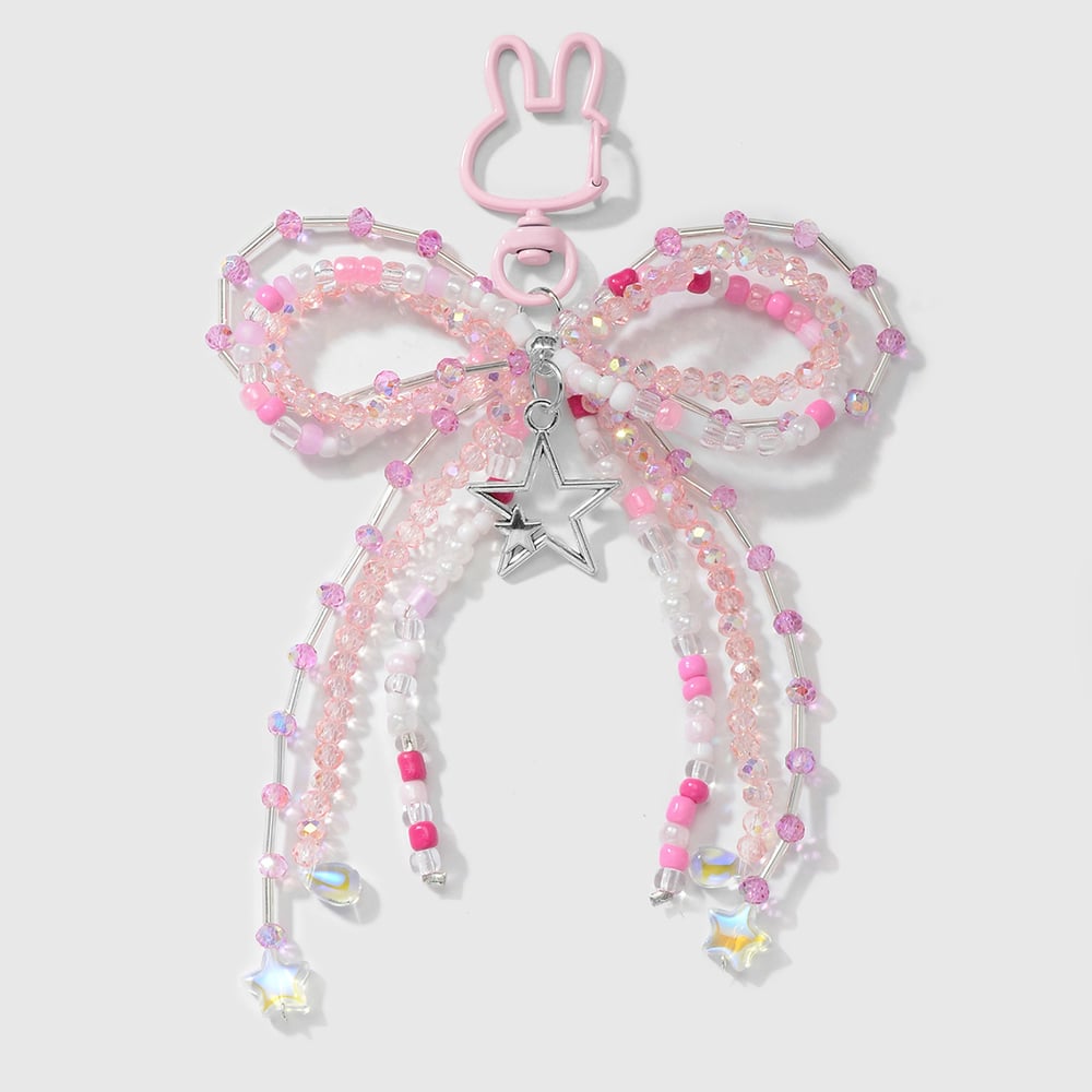 Sweet Beaded Bow Bag Charms 