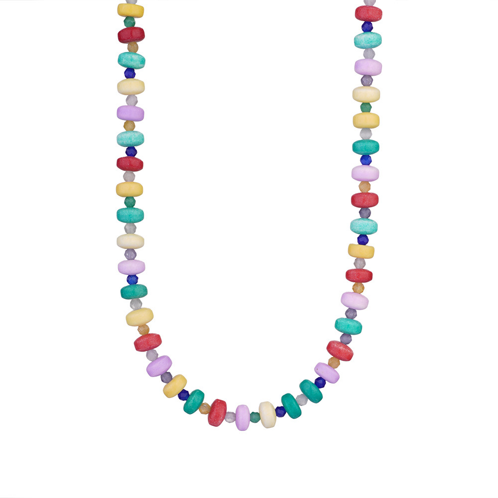 Vivid Nature Stone Beads Stainless Steel Gold Color Women's Beaded Necklaces h5Picture5