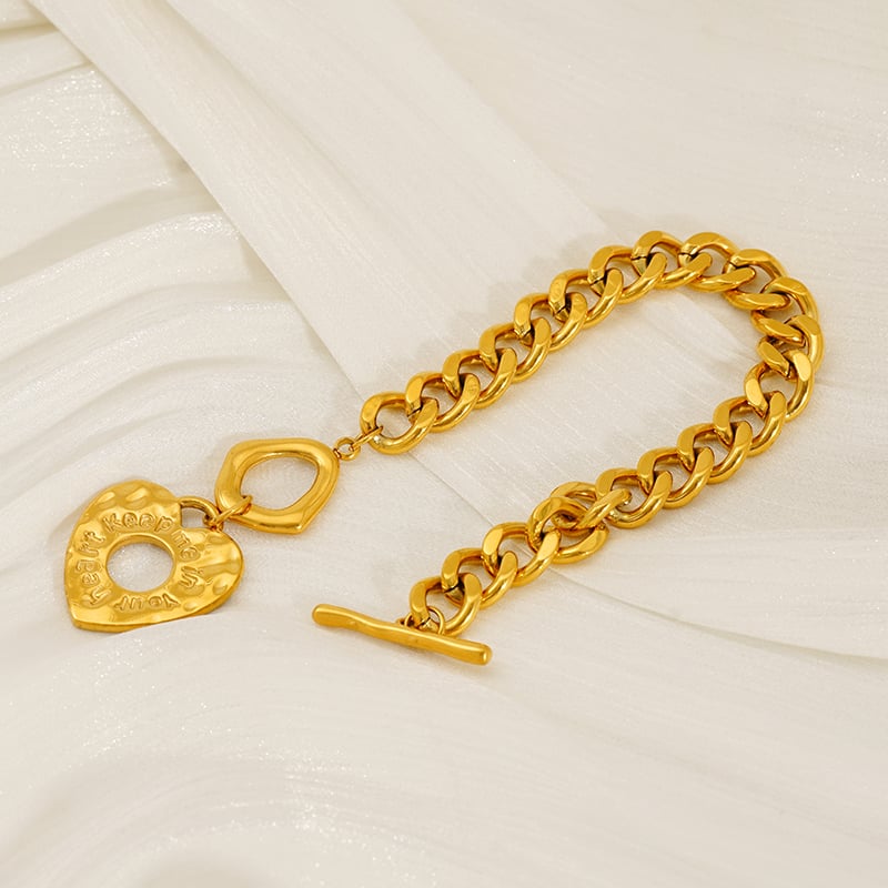 Heart Stainless Steel Gold Color Charm Bracelets Picture6