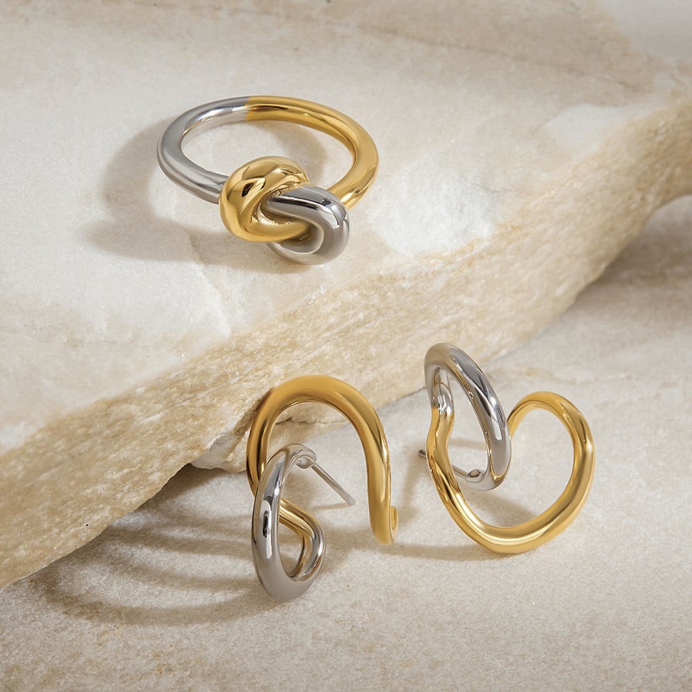 Simple Stainless Steel Mixed Color Minimalist Rings h5Picture4
