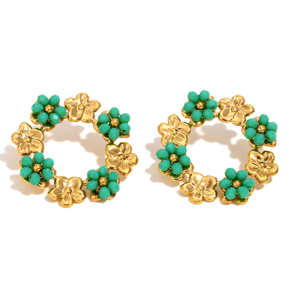 Sweet Colorful Flower Stainless Steel Women's Earrings