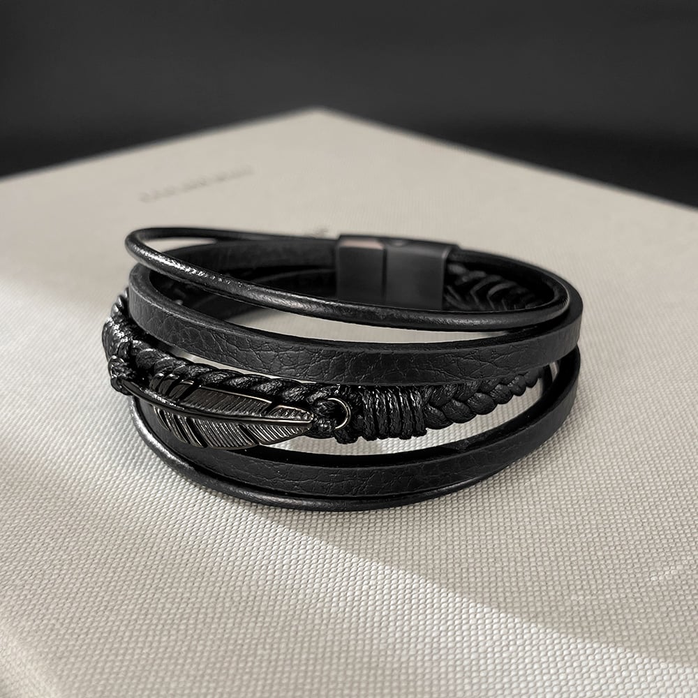 1 Piece Understated Feather Stainless Steel Men's Bracelets h5Picture3