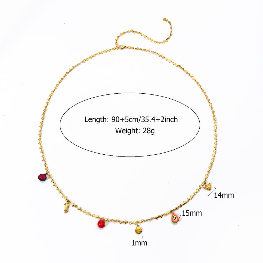 Exquisite Vacation Fruits Stainless Steel Gold Color Women's Waist Cha h5Picture2