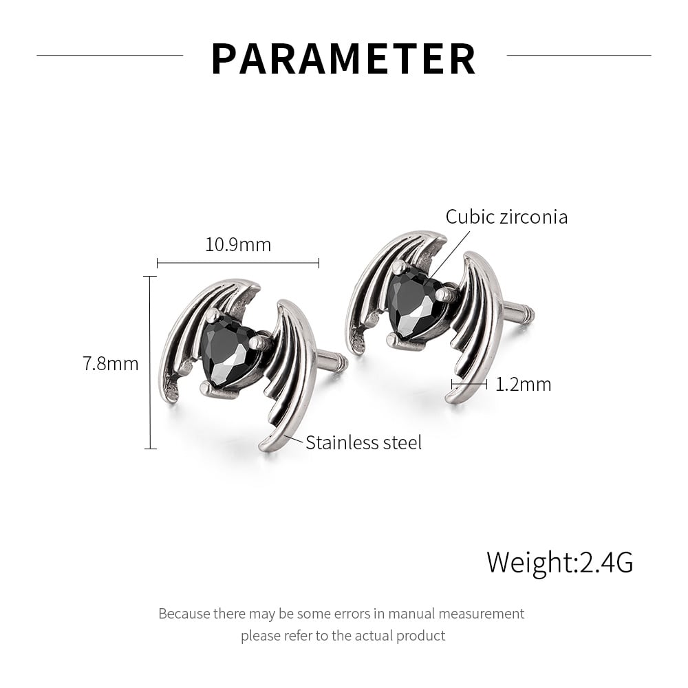 1 Piece Intricate Series Heart Wings Stainless Steel Gold Color Men's Earrings h5Picture9
