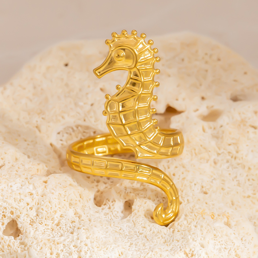 Oceanic Stainless Steel Gold Color Adjustable Rings h5Picture5
