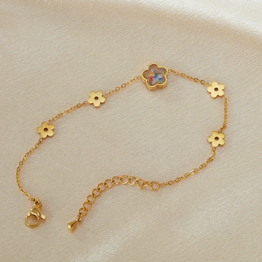 1 Piece Designable Series Daily Flower Stainless Steel Gold Color Women's Charm Bracelets Picture3