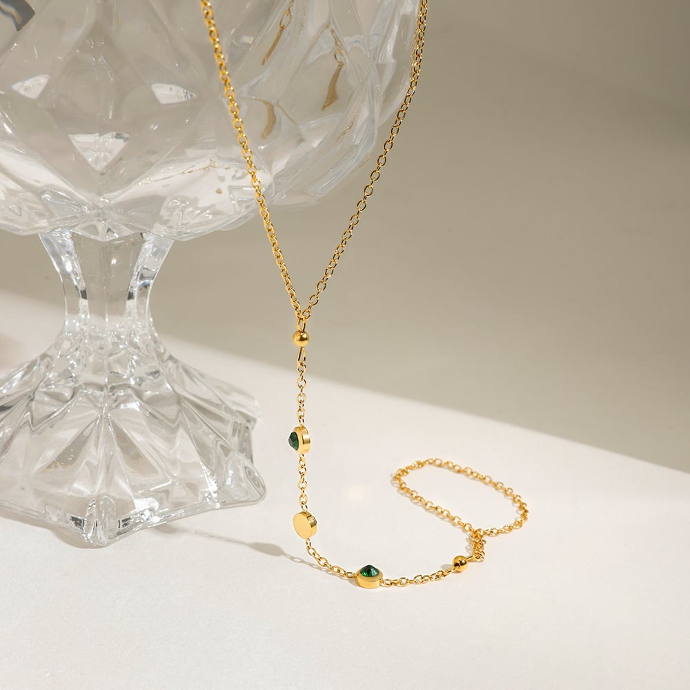 Catena a dita geometrica retrò in acciaio inossidabile color oro Immagine5