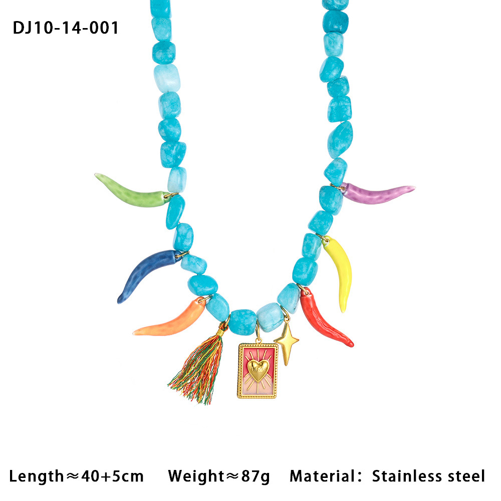 Stijlvolle kleurrijke kralen, natuurlijke stenen, dameskralenkettingen h5Afbeelding2