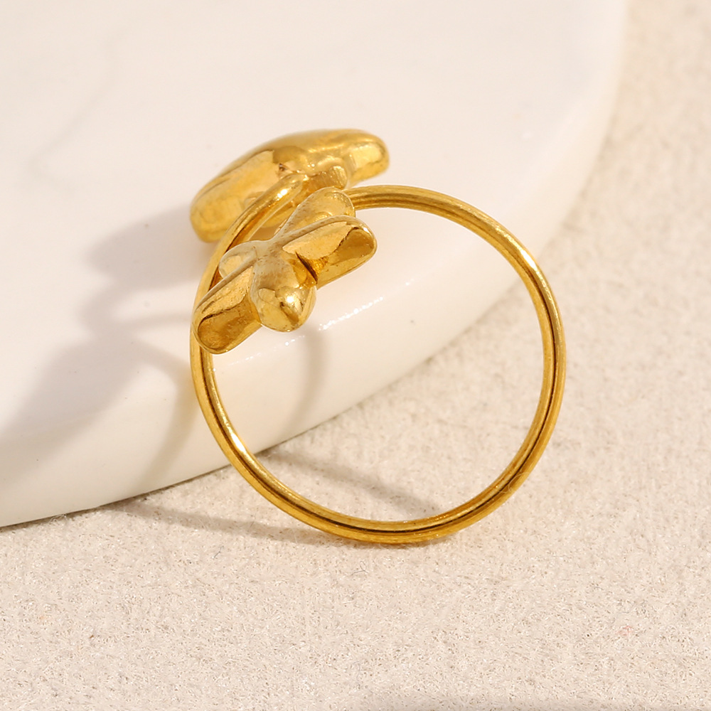 1 Stück Simple Series Vacation Turtle Edelstahl Goldfarben Damen Verstellbare Ringe h5Bild6