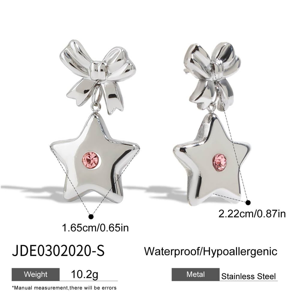 Sweet and Cool Style Star Stainless Steel Drop Earrings h5Picture2