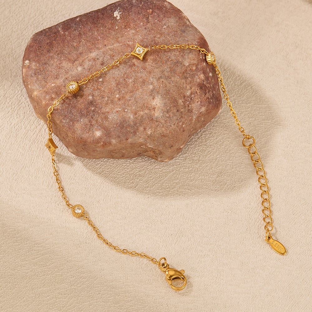 1 Stück Simple Series Tägliche geometrische Edelstahl Gold Farbe Damen Charm Armbänder h5Bild6