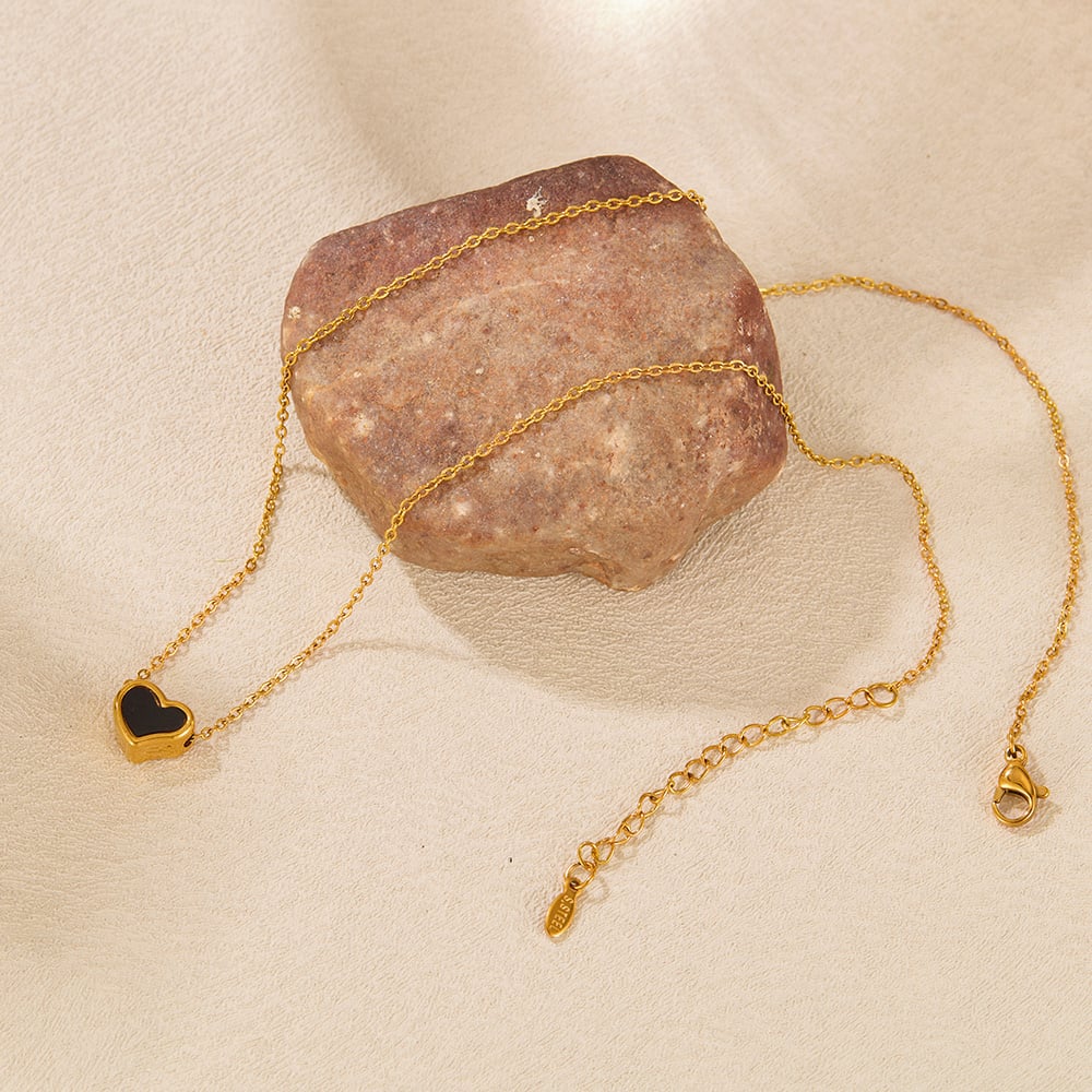 1 Stück Simple Series Daily Heart Edelstahl Goldfarben Damen-Anhänger-Halsketten Bild5