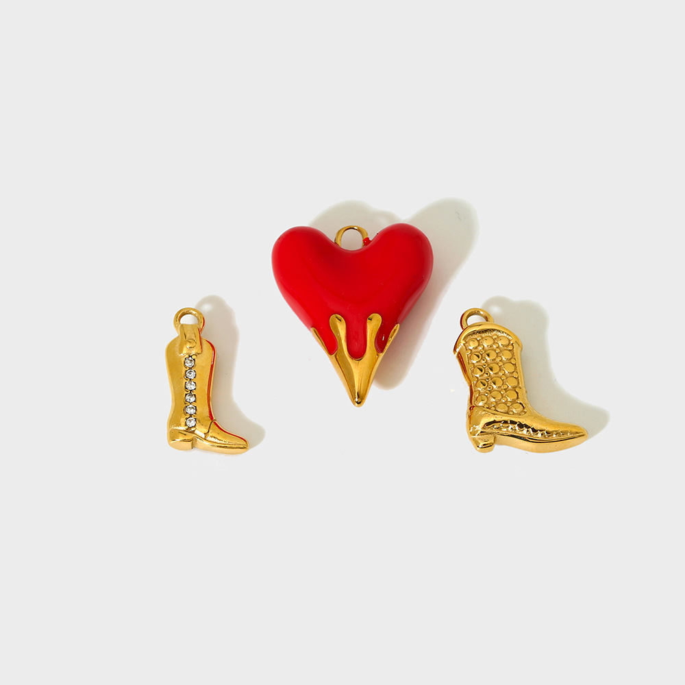 Retro Heart Stainless Steel  Gold Color Pendant h5Picture5
