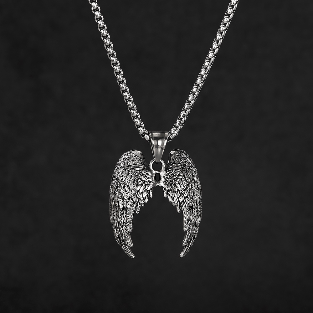 1 Parça Gösterişli Kanatlar Paslanmaz Çelik Erkek Kolye h5Resim10