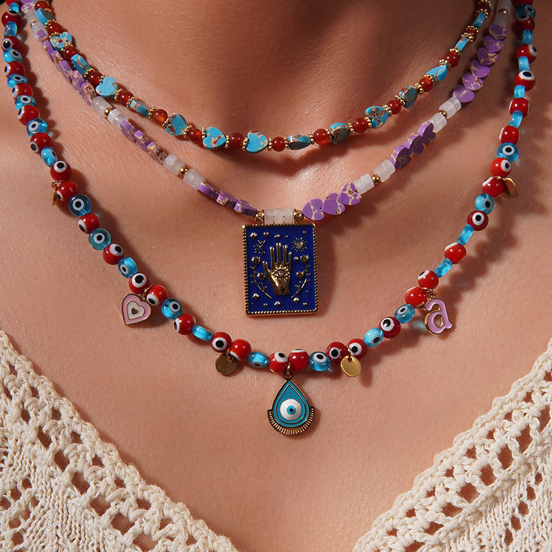 Sophisticated Eye Stainless Steel Gold Color Women's Beaded Necklaces h5Picture7