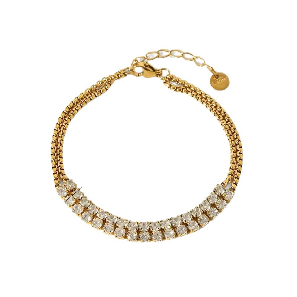 Light Luxury Design - Oriented Gem - inlaid Stainless Steel Women's Bracelets h5Picture5