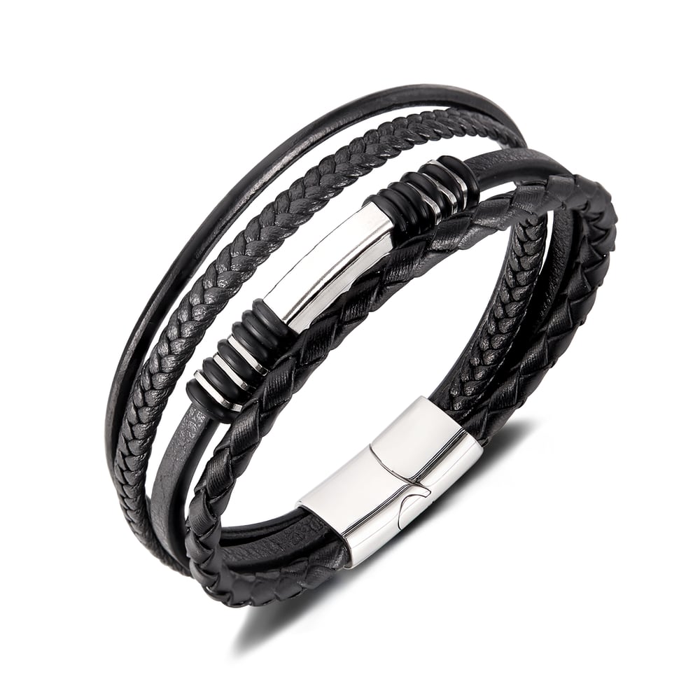 Bracelet minimaliste multicouche en acier inoxydable pour homme, 1 pièce