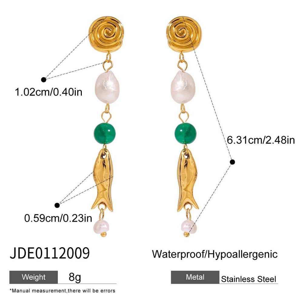 Oceanic Stainless Steel Gold Color Drop Earrings Picture2