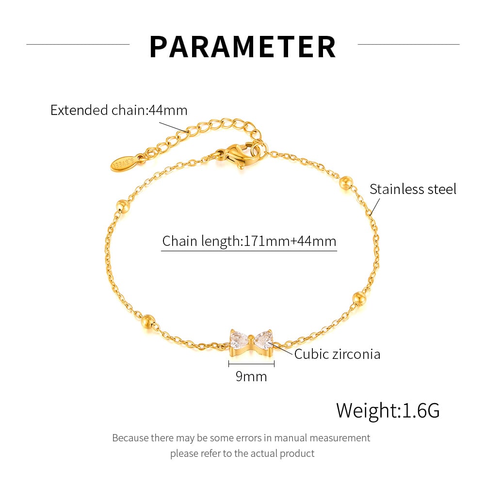 1 Stück Simple Series Daily Bow Knot Edelstahl Goldfarben Damen Charm Armbänder h5Bild8