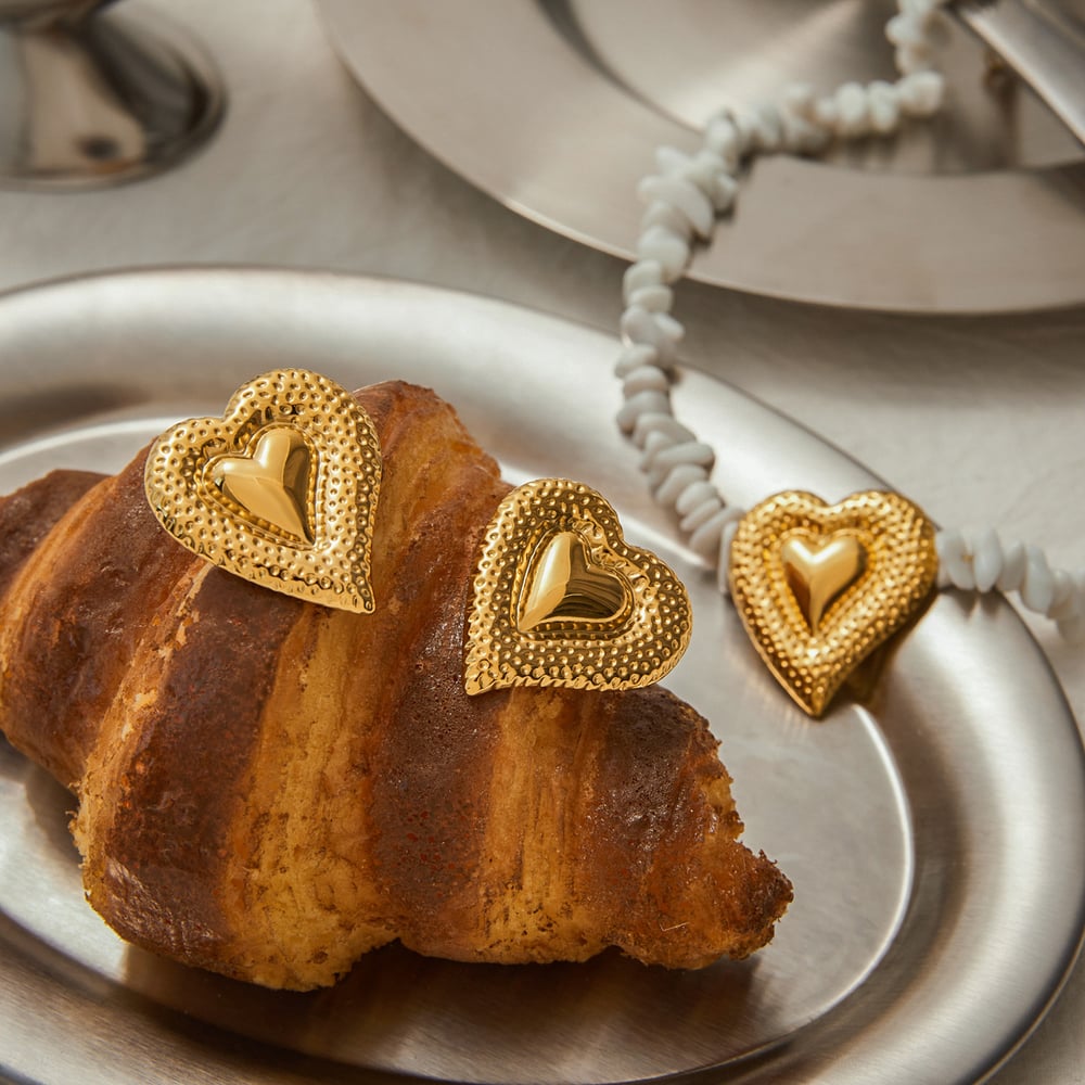 Romantic Heart Stainless Steel Gold Color Beaded Necklaces h5Picture5