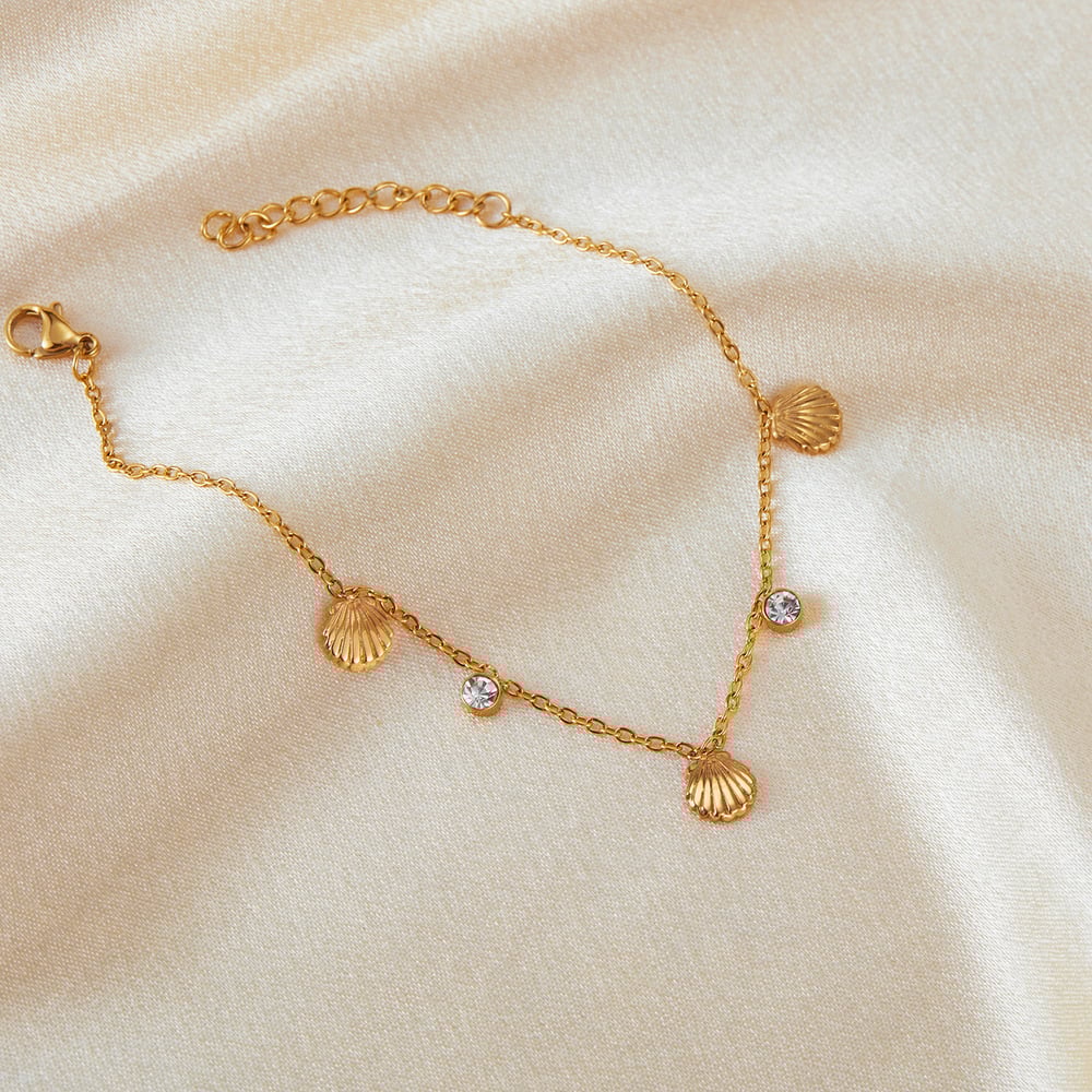 1 Piece Marine Series Fashionable Conch Stainless Steel Gold Color Women's Charm Bracelets h5Picture3