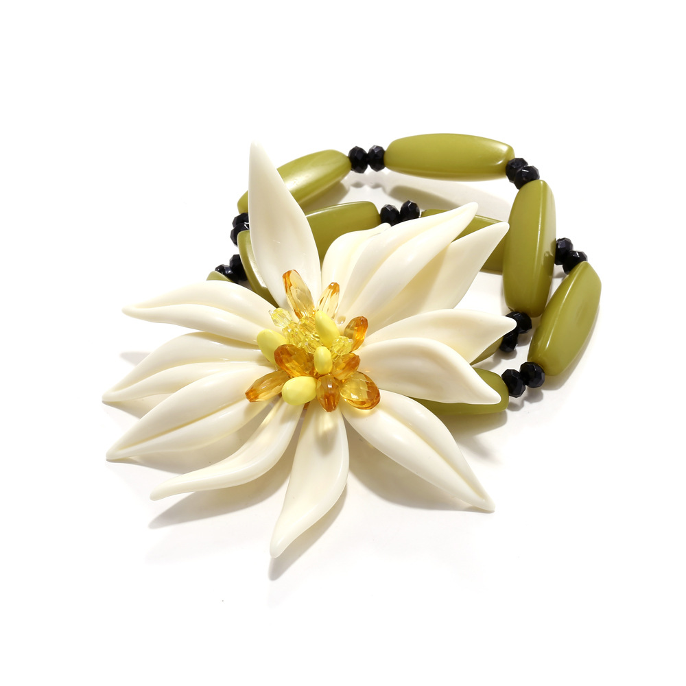 1 Piece Holiday Style Beaded Dimensional Large Flower Women's Beaded Bracelets Picture5