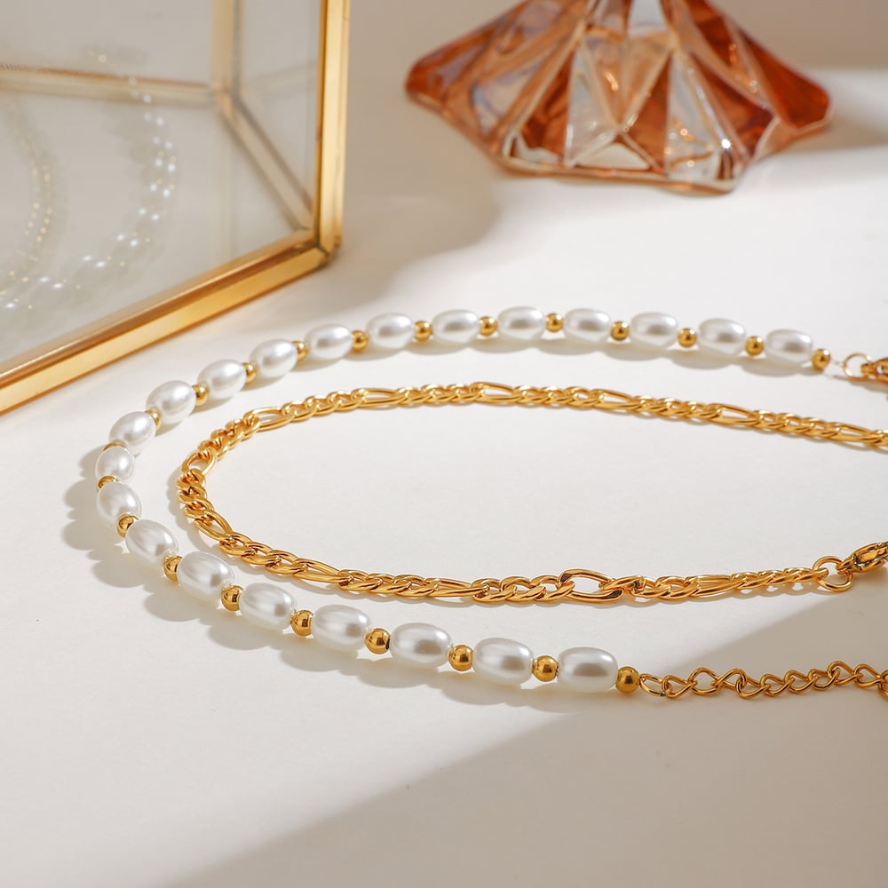 1 Piece Beads Stainless Steel Gold Color Women's Layered Anklets h5Picture3