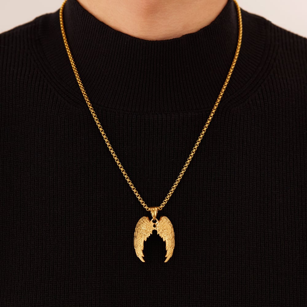 1 Parça Gösterişli Kanatlar Paslanmaz Çelik Erkek Kolye h5Resim4