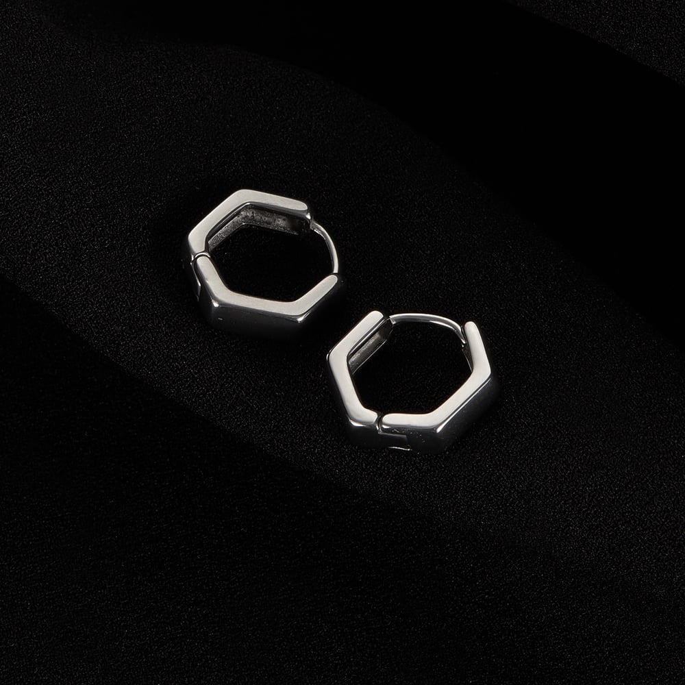 1 Pair Minimalist Hexagon Stainless Steel Men's Stud Earrings h5Picture3