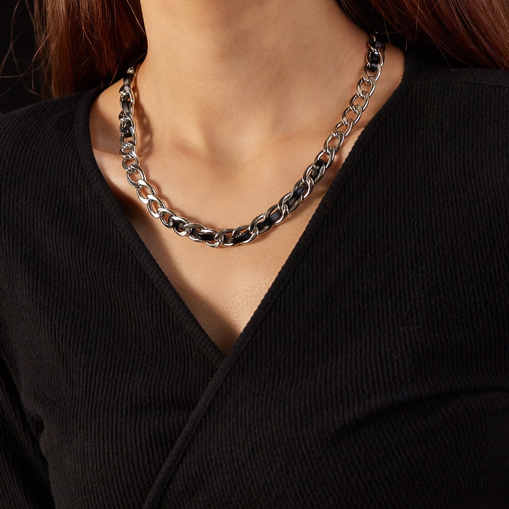 1 Adet Klasik Coriaceous Zincir Paslanmaz Çelik Erkek Zincir Kolye h5Resim5